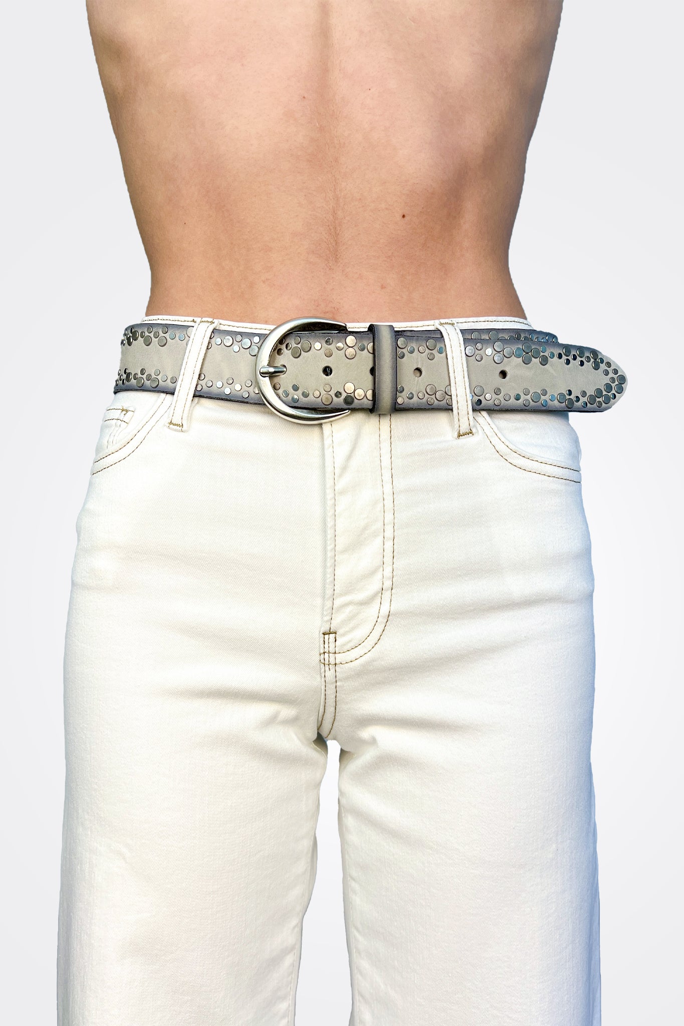 Stylish Grey Border Studded Belt for Men & Women - Punk Rock Fashion Accessory for Jeans, Skirts & Outfits | Perfect for Concerts, Parties & Everyday Wear