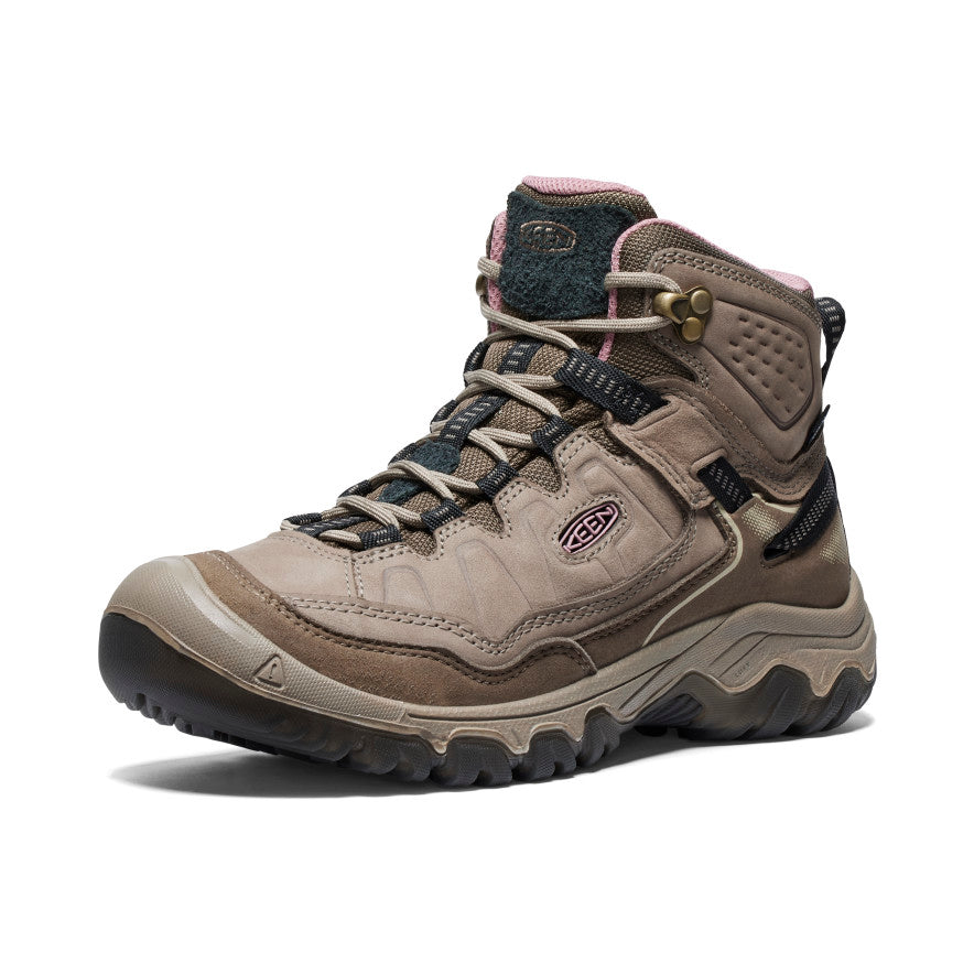 Women's KEEN Targhee IV Wide Waterproof Hiking Boots - Brindle/Nostalgia Rose | Lightweight & Durable for Outdoor Adventures, Trail Hiking & Backpacking