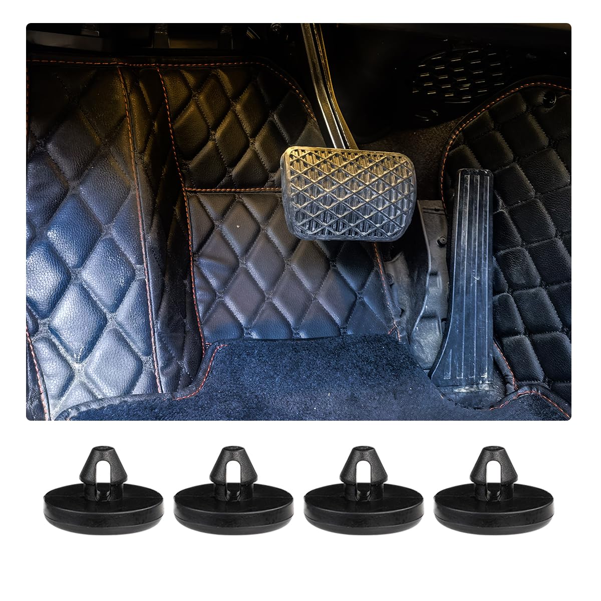 Ziciner 4 PCS Universal Car Brake Switch Pedal Stop Pads - Rubber Automotive Clutch Pedal Stopper & Brake Light Switch Stopper - Compatible with 90541-06036 - Perfect for Sedans, SUVs, and Trucks - Enhances Driving Safety and Comfort