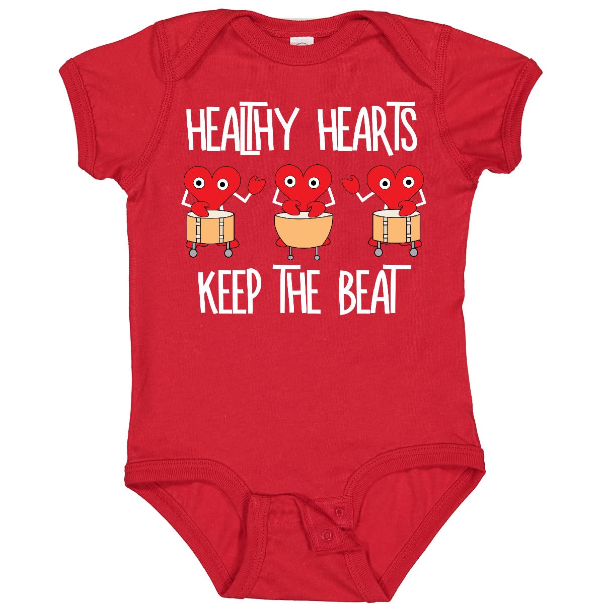 Inktastic Healthy Hearts White Text Baby Bodysuit - Cute Infant Onesie for Boys & Girls - Perfect for Valentine's Day, Family Photos & Newborn Gifts