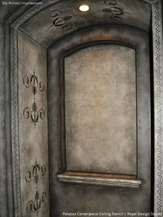 Palazzo Centerpiece Ceiling Stencil - DIY Home Decor Stencils for Walls, Floors & Furniture - Perfect for Bedroom, Living Room & Wedding Decor