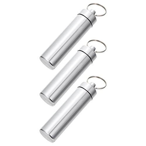 LIOOBO 3-Pack Aluminum Match Box & Toothpick Holder - Portable Keychain Pill Case with Earplug Storage for Camping, Hiking, Travel & Outdoor Adventures