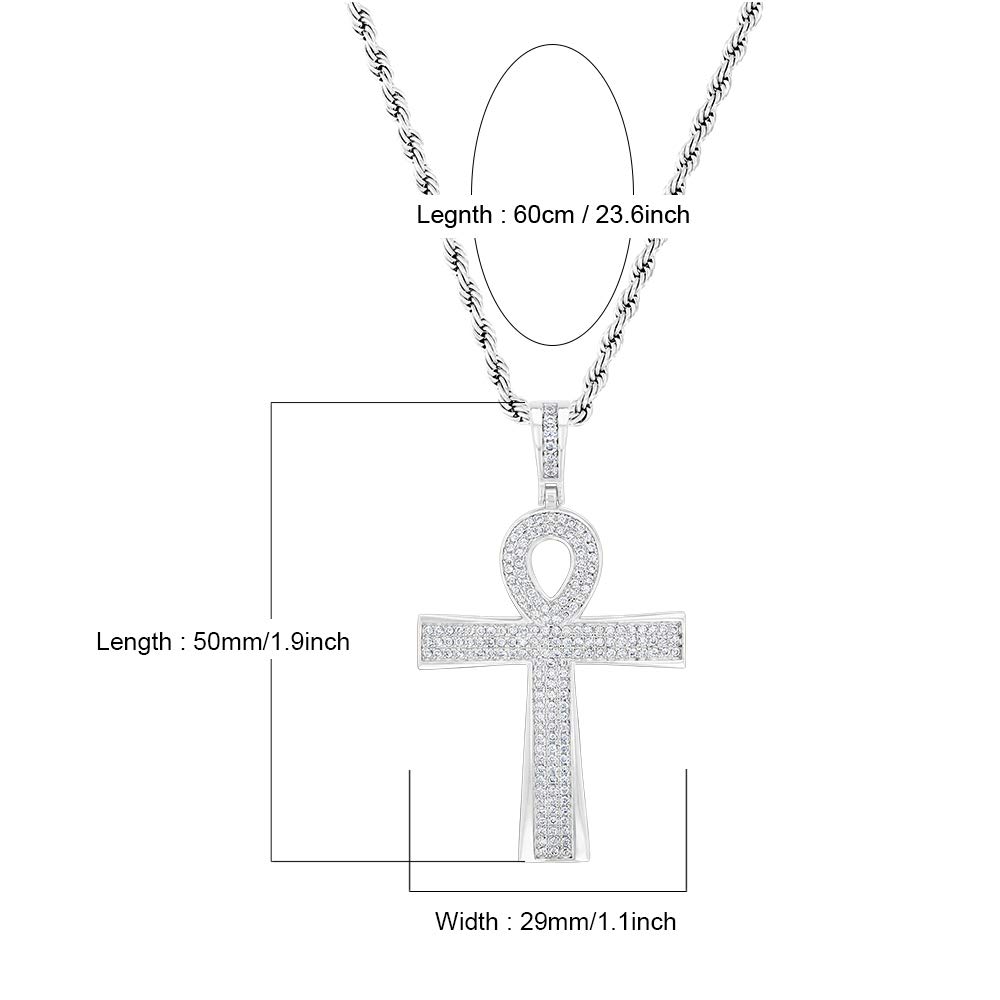 Rhodium Plated Iced Out CZ Jesus Cross Pendant Necklace for Men & Women - Stainless Steel Chain - Perfect for Gifts, Religious Occasions & Everyday Wear
