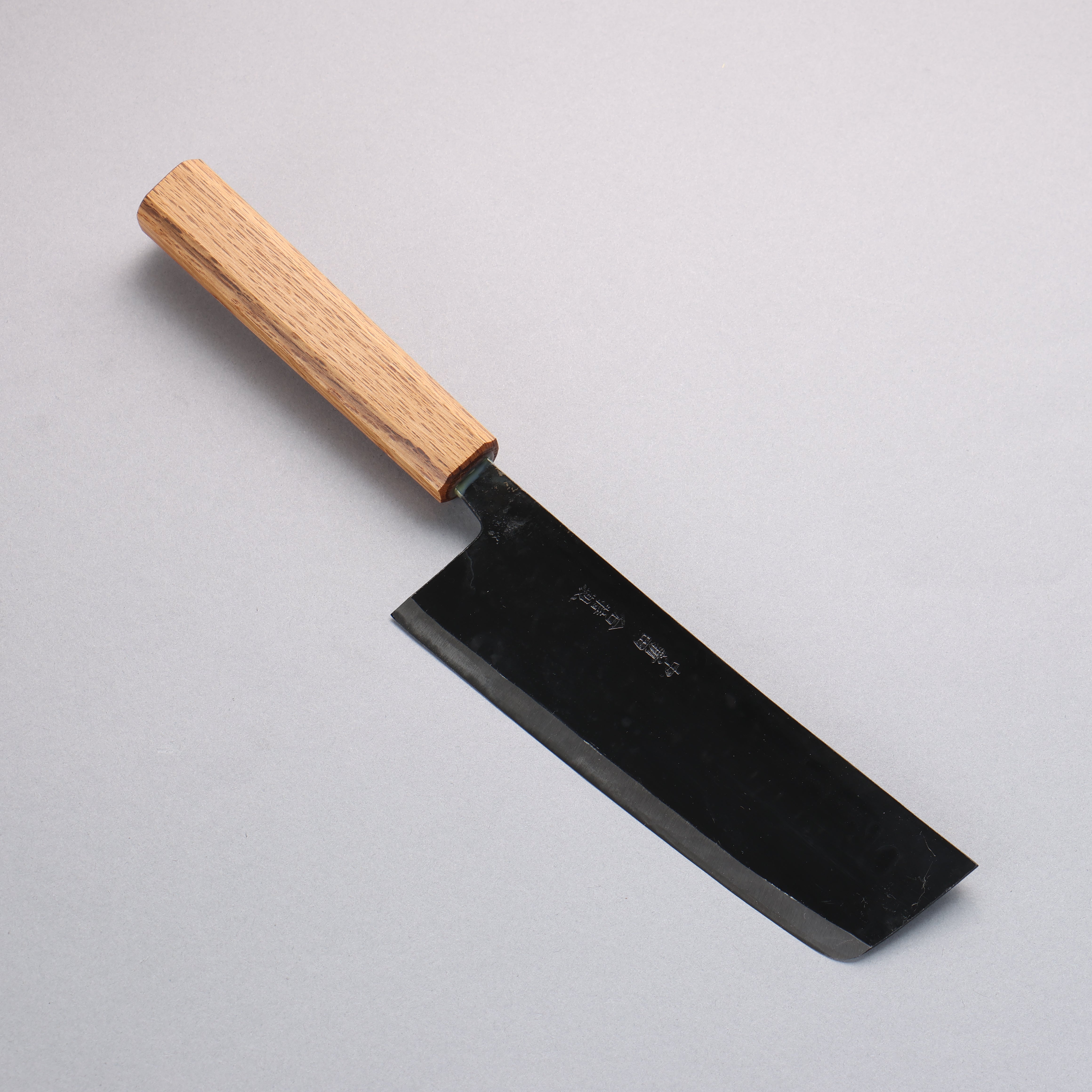 Premium Nakaniida White Steel No.2 Black Finished Nakiri Knife 165mm - Japanese Vegetable Cleaver with Oak Handle - Perfect for Slicing, Dicing & Chopping Vegetables in Professional Kitchens & Home Cooking
