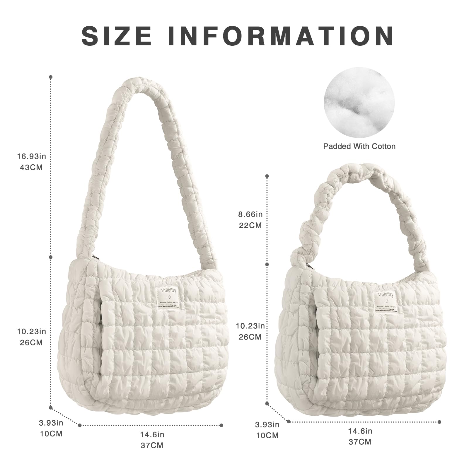 Lightweight Quilted Puffer Tote Bag for Women - Adjustable Shoulder Strap Crossbody Handbag | Perfect for Work, Travel & Everyday Use