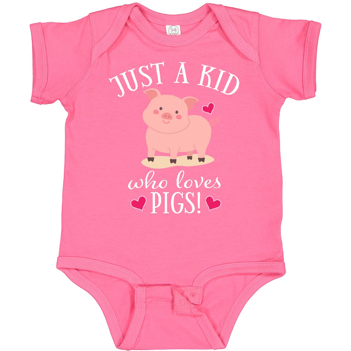 Inktastic Just a Kid Who Loves Pigs Baby Bodysuit - Cute Piggy Design Soft Cotton Infant Onesie for Boys & Girls - Perfect for Playtime, Nursery, and Family Photos