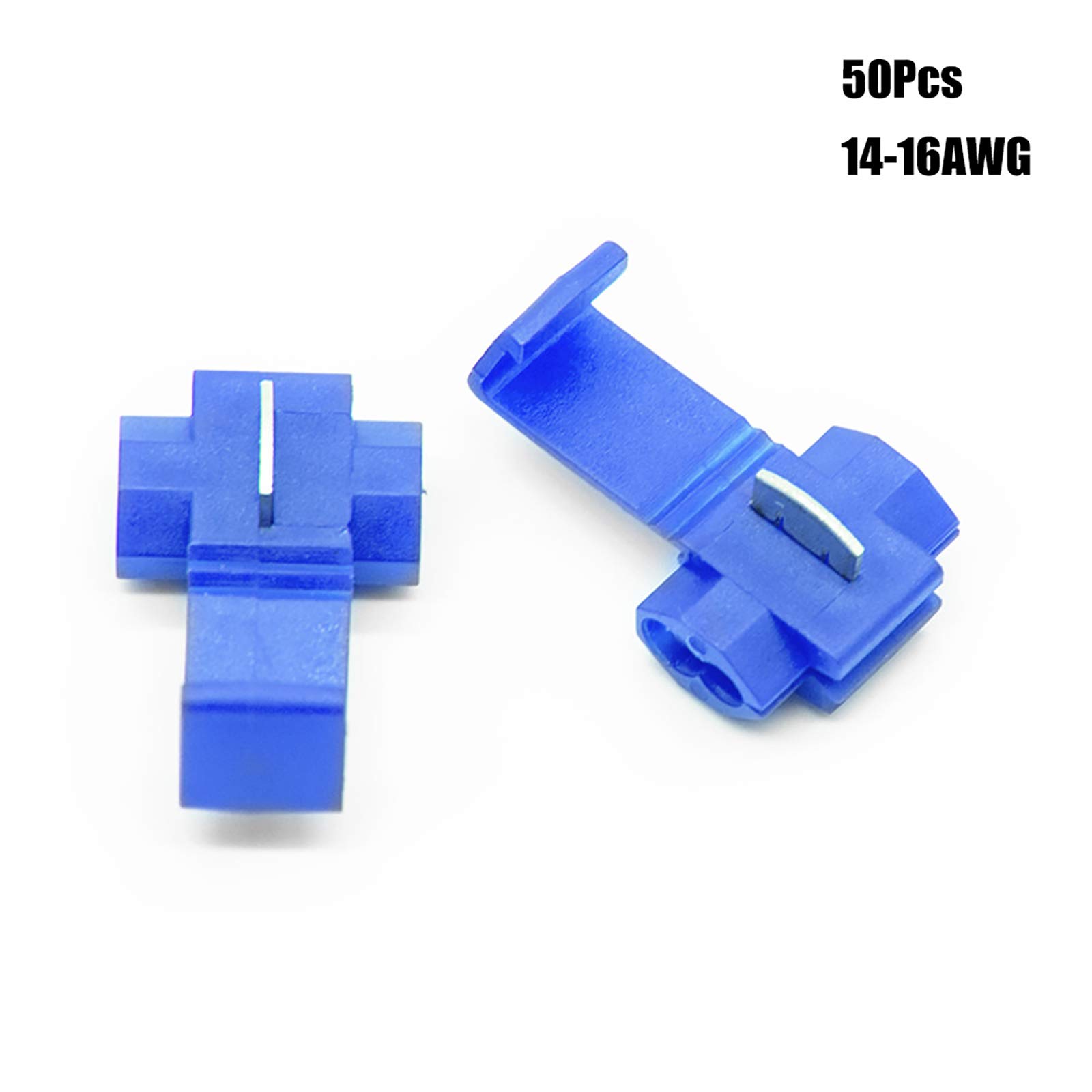 50PCS Quick Splice Wire Connectors - 14-16 Gauge Locking Solderless Inline Tap Crimp Connectors for Automotive, Marine & Home Electrical Wiring (Blue) - Easy DIY Electrical Repairs & Wire Extensions