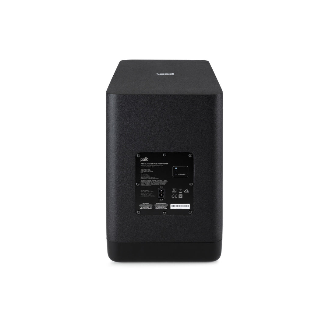 Polk React Sub Wireless Subwoofer - Powerful Bass for Home Theater & Music | Compact Bluetooth Subwoofer for TV, Movies & Gaming