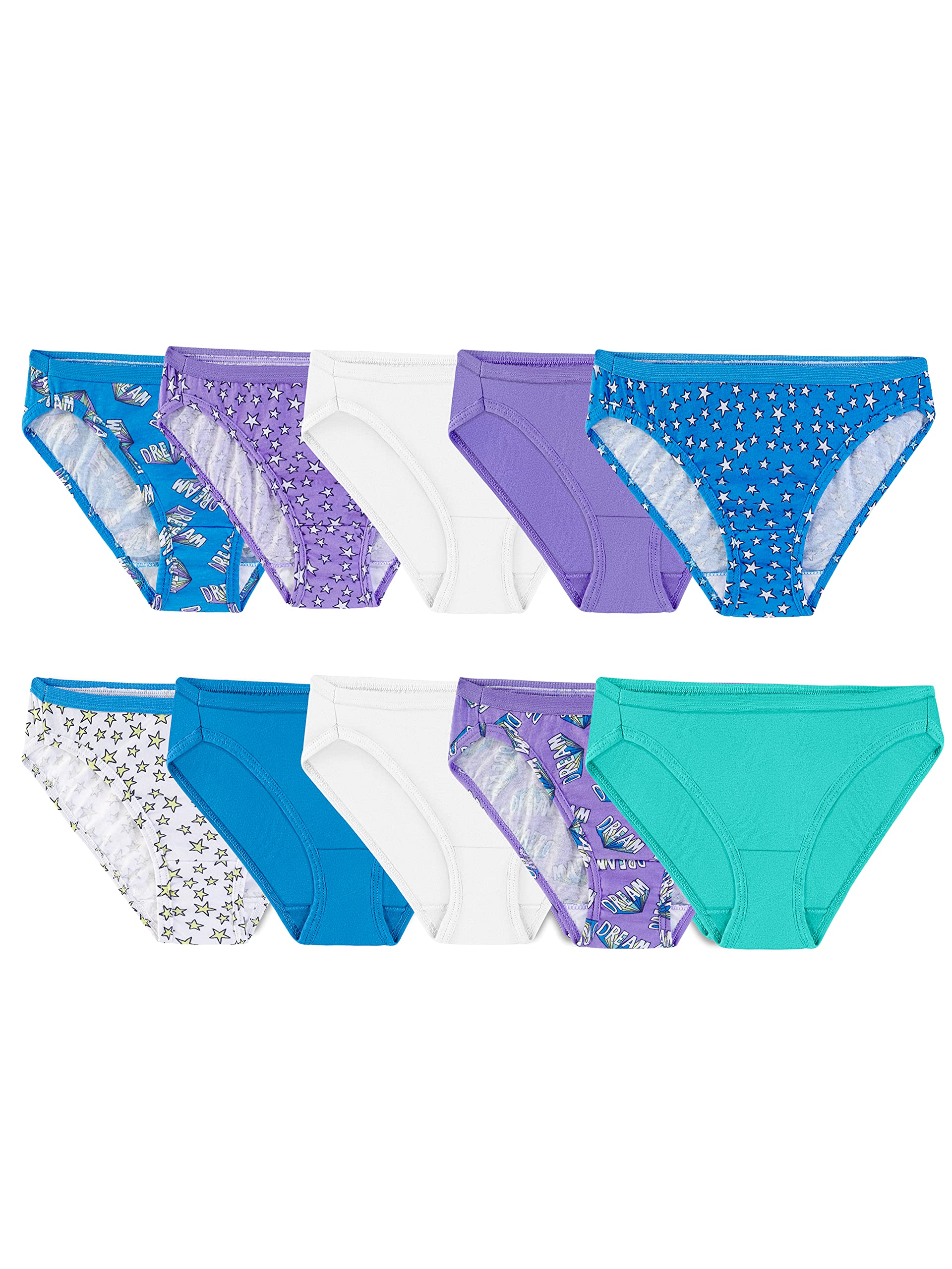 Fruit of the Loom Girls' Cotton Bikini Underwear Multipacks - Soft & Breathable Underwear for Kids - 5-Pack Assorted Colors - Perfect for School, Sports & Everyday Comfort
