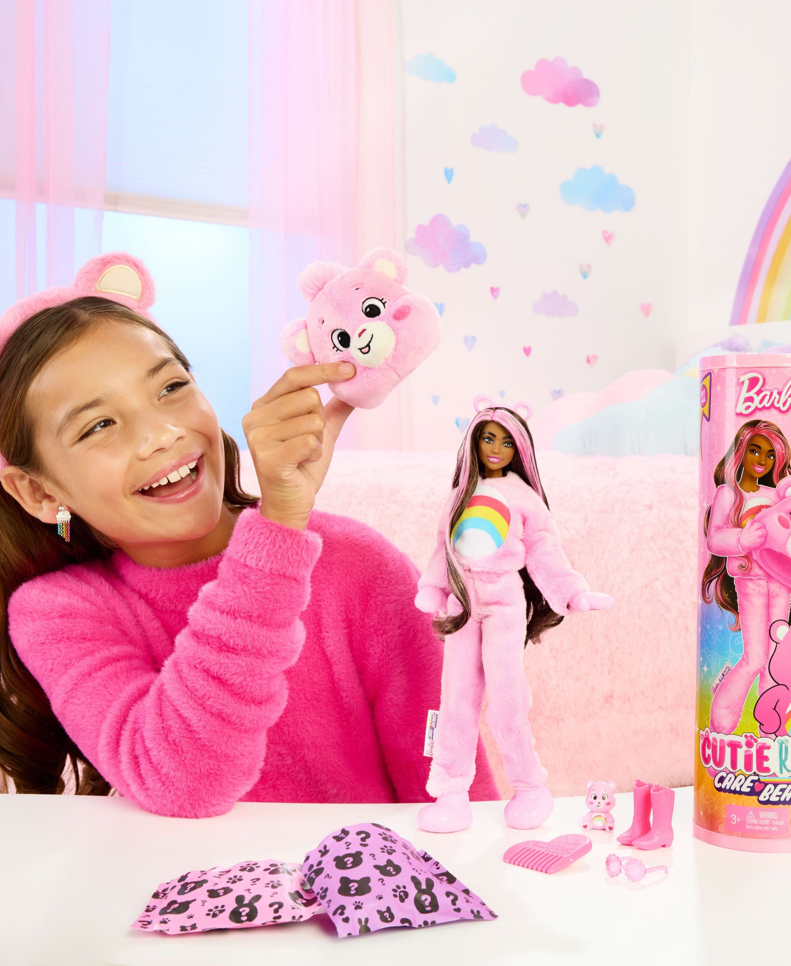 Barbie Cutie Reveal Cheer Bear Plush Costume Doll with 10 Surprises - Cute Collectible Toy for Girls, Perfect for Birthday Gifts & Playtime Fun