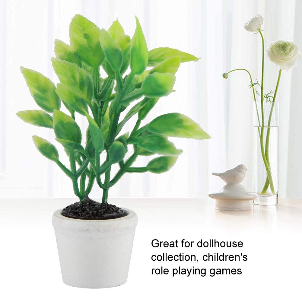 Fdit Artificial Miniature Green Plant Bonsai - Fake Potted Plant for Home, Office, Garden Decor - Perfect for Tabletop, Shelf, and Indoor Greenery Decorations