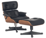 Mid Century Modern Eames Lounge Chair and Ottoman Set - Genuine Leather, Black - Perfect for Living Room, Office, or Reading Nook