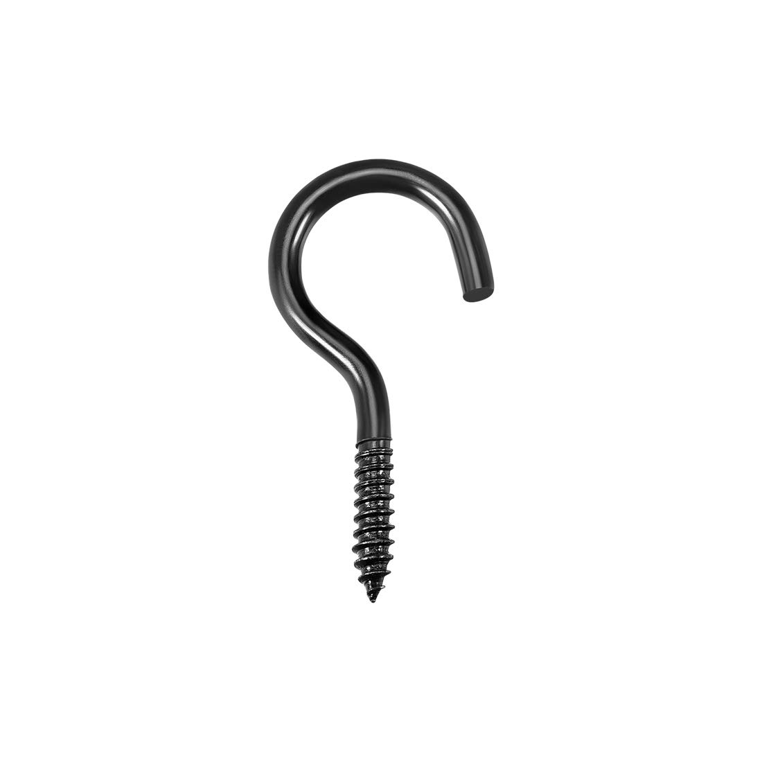uxcell 1 Inch Black Screw Eye Hooks - 30pcs Self Tapping Screw-in Hanger Rings for Hanging Plants, Wind Chimes & Home Decor