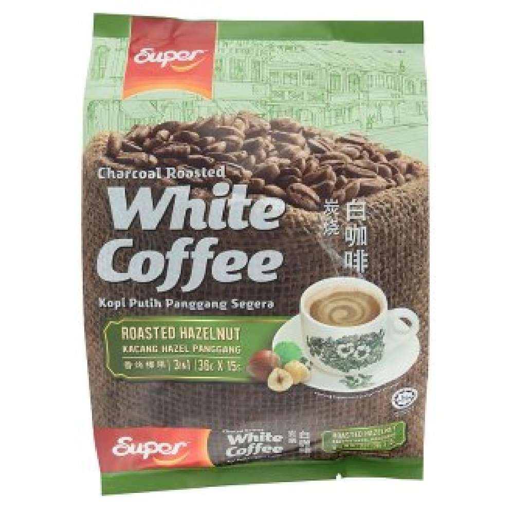 Premium Super White Coffee 2-in-1 & 3-in-1 Instant Coffee Mix - Roasted Hazelnut Flavor (90 Sachets) - Perfect for Office, Travel & Home Brewing