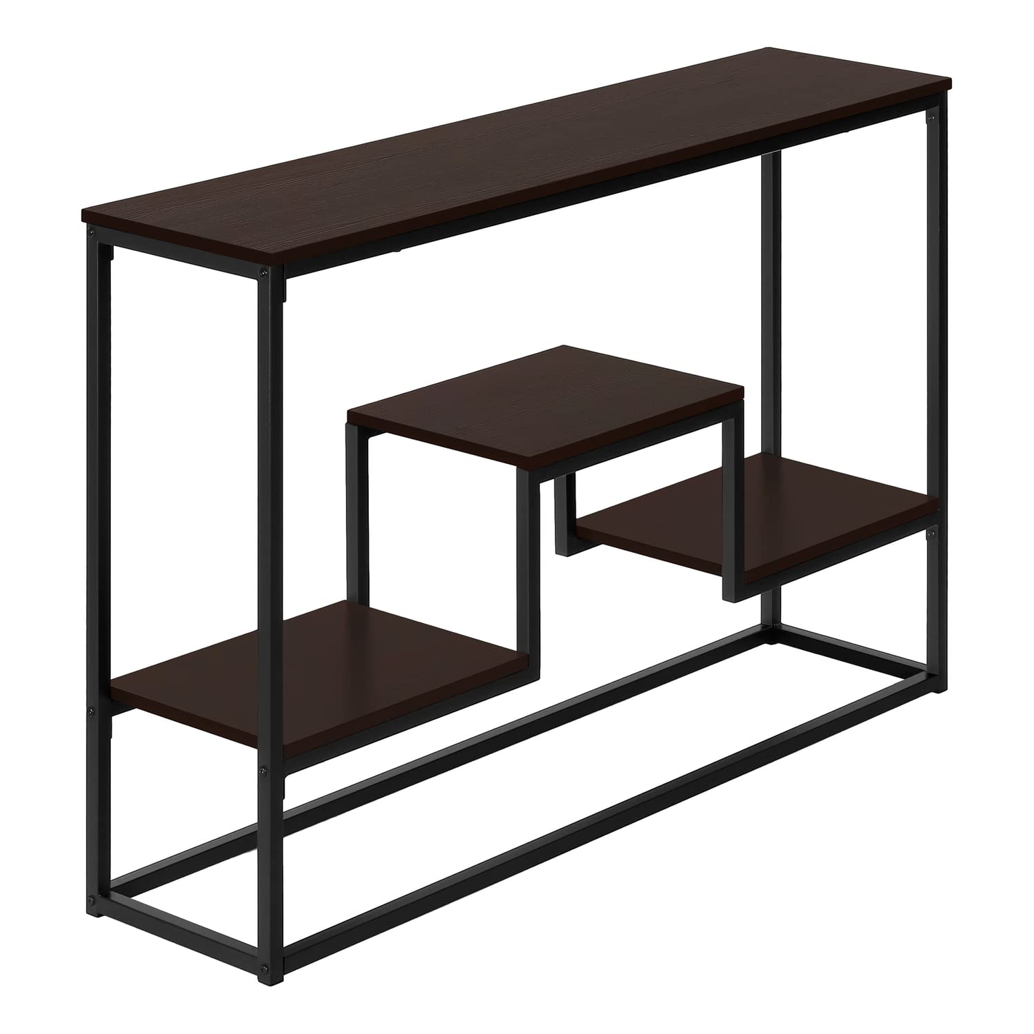 Monarch Specialties I 3582 Accent Table - Narrow Console Table for Entryway, Sofa & Living Room - Modern Brown & Black Metal Laminate Design - Perfect for Small Spaces & Home Decor