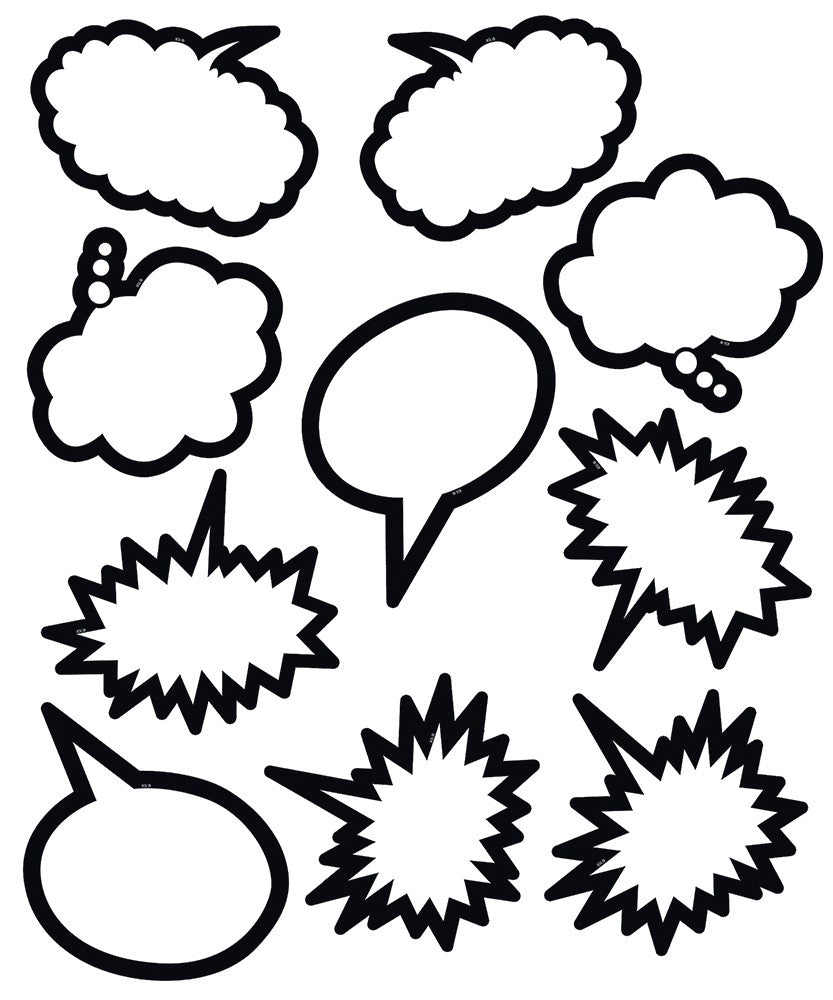 Black & White Speech and Thought Bubbles Accents - Perfect for Classroom Decor, Bulletin Boards, and Creative Writing Projects