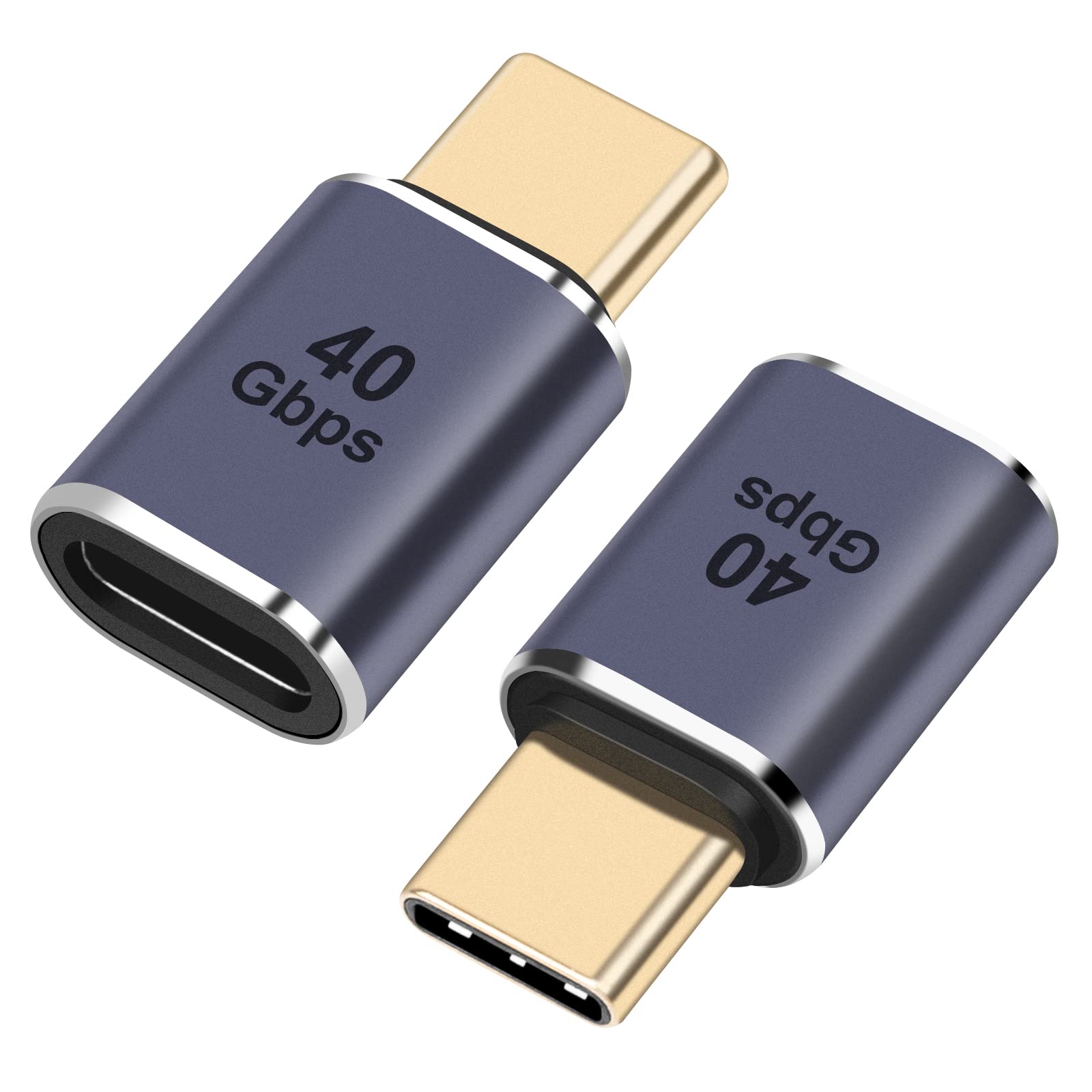 AIYEEN USB C Adapter 40Gbps (2 Pack) - USB 4.0 Type C Male to Female Adapter for High-Speed Data Transfer - Compatible with MacBook, Samsung Galaxy, iPad Pro & USB-C Devices - Perfect for Office Work, Video Editing & External Storage Connection