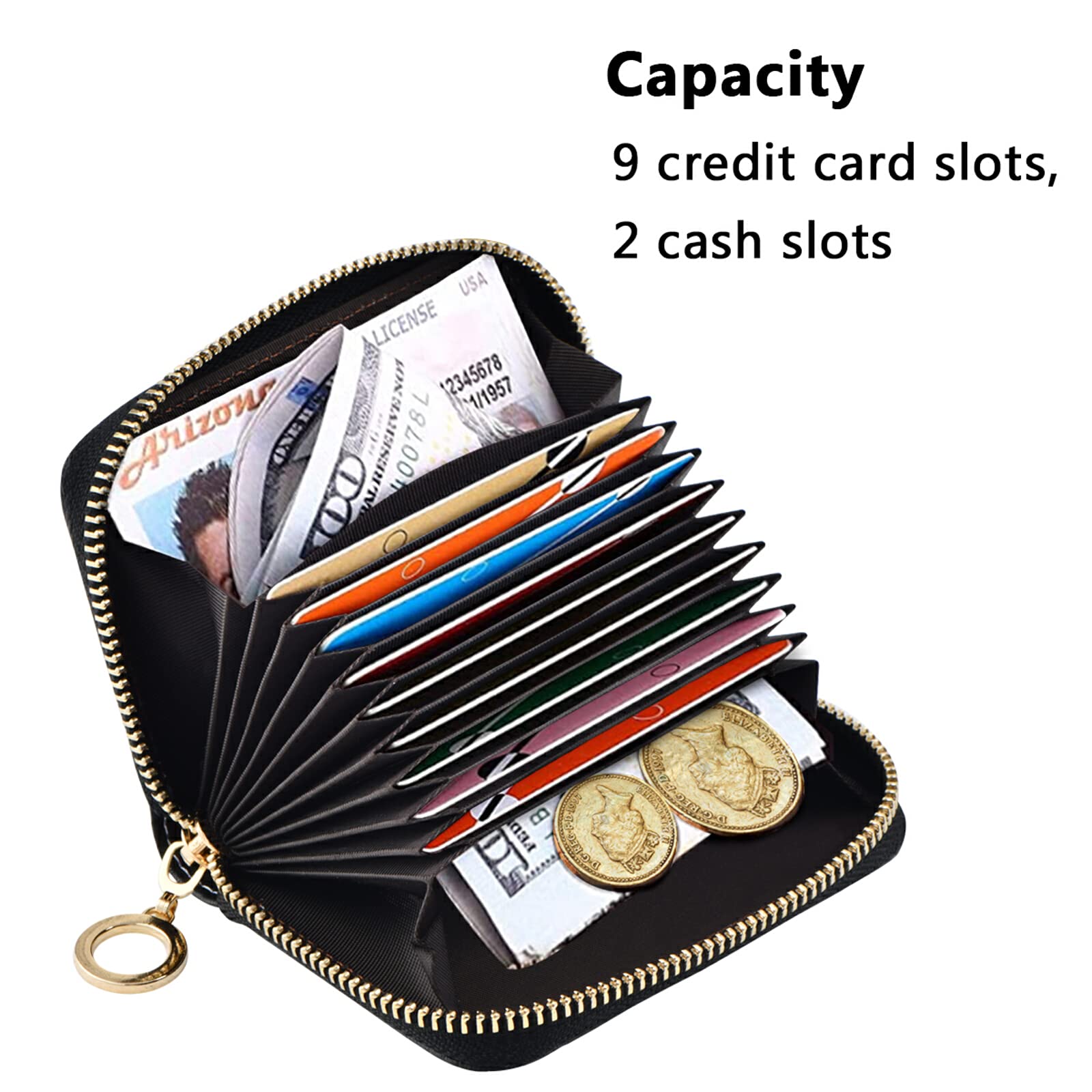 Premium Lavender Flowers Wood RFID Blocking Credit Card Wallet - Microfiber Leather Zipper Card Holder for Women | Slim Travel Wallet for Everyday Use, Business & Shopping