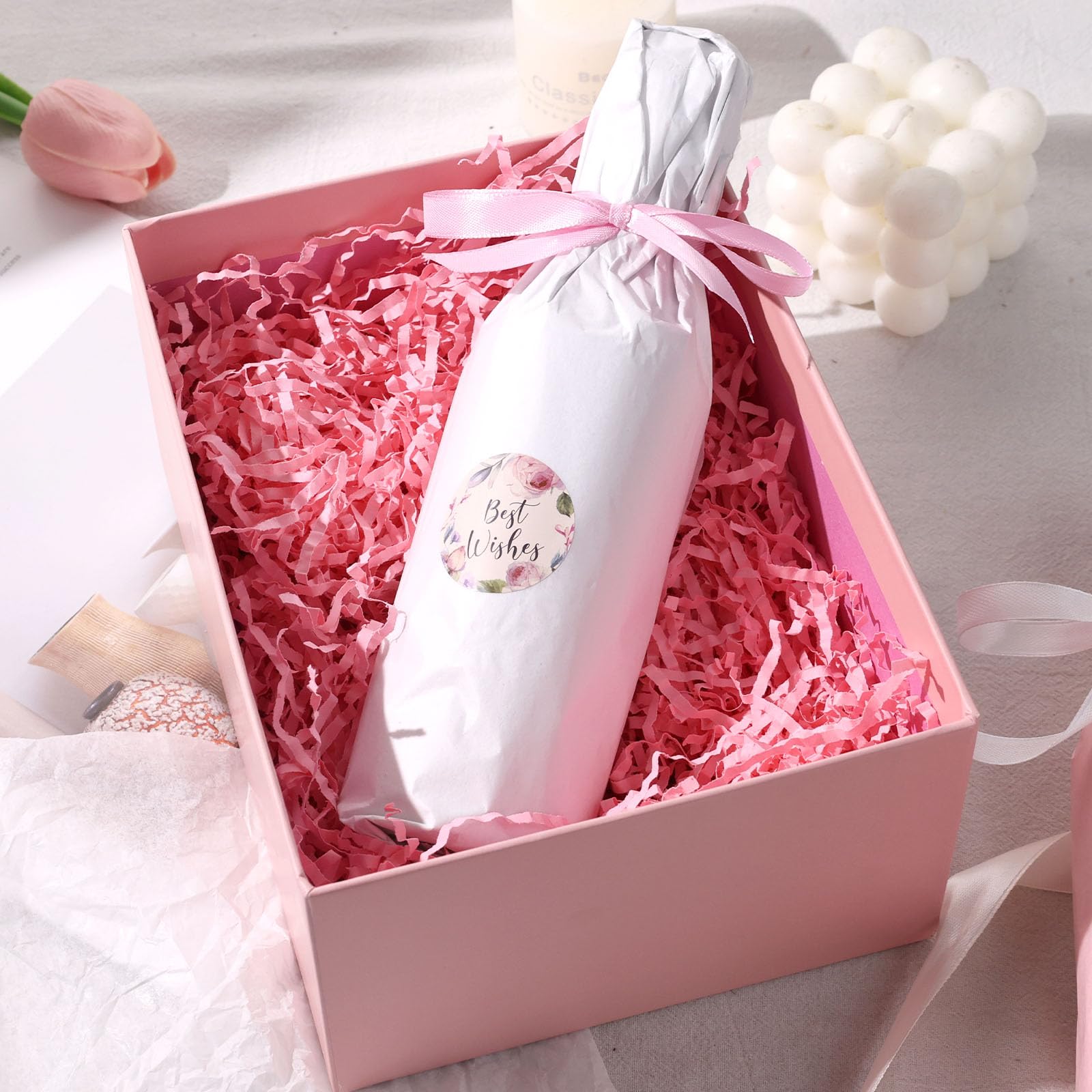 Premium 0.5LB Pink Crinkle Cut Paper Shreds - Gift Box Filler for Wedding, Birthday, Anniversary & Christmas Decorations | Perfect for Party Favors, Gift Wrapping & Craft Projects