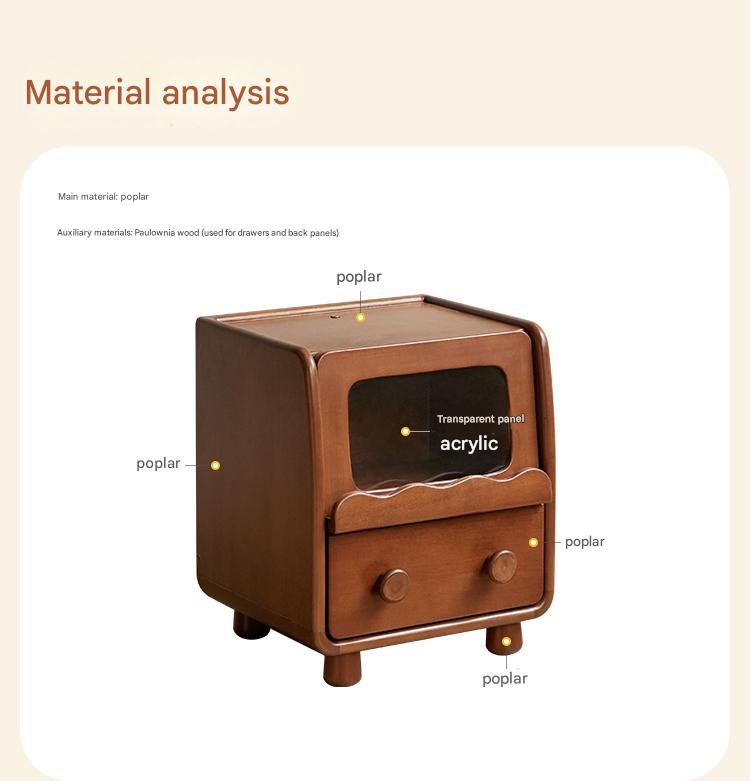 Solid Wood Kids Nightstand with LED Lights - Modern Children's Bedside Table for Bedrooms, Nursery & Kids Room Decor