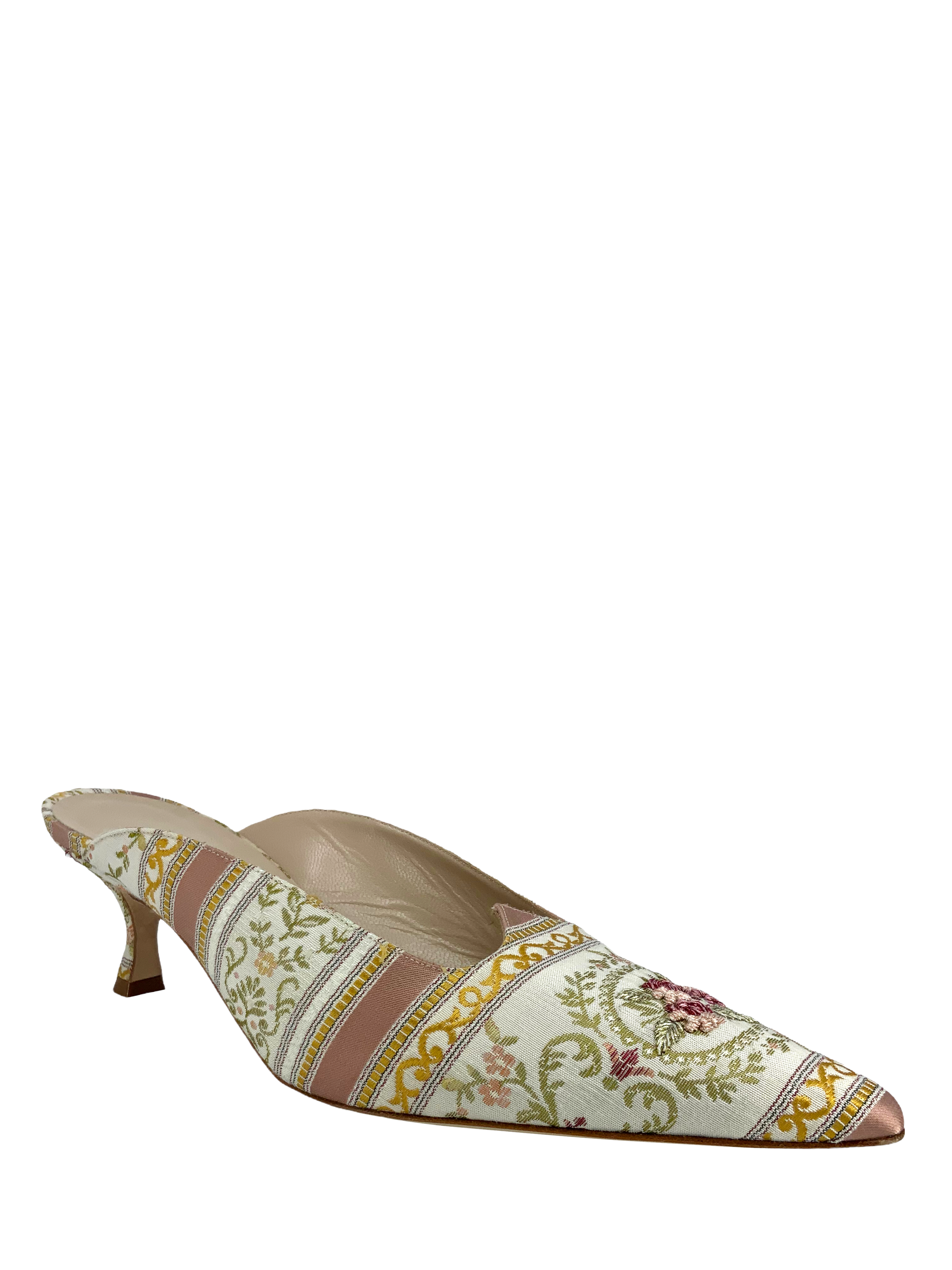 Manolo Blahnik Floral Embroidered Mules - Women's Size 11 | Luxury Designer Slip-On Shoes for Weddings, Parties & Special Occasions