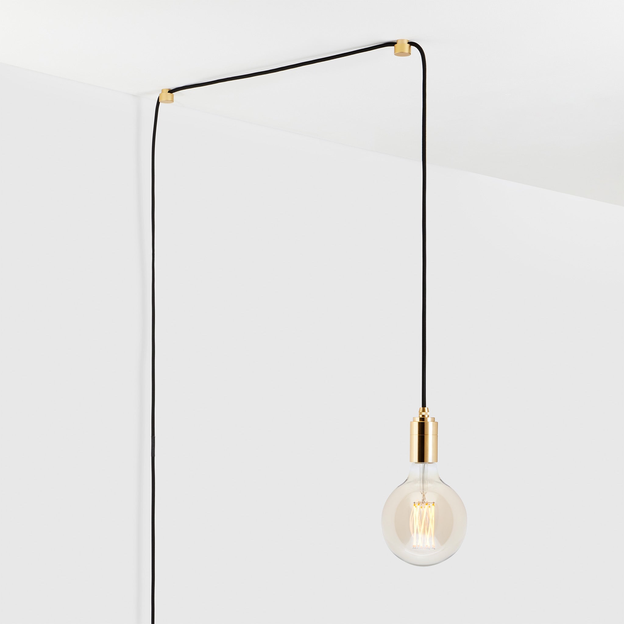 Gaia Plug In Pendant Light in Brass - Modern Hanging Fixture for Bedroom, Living Room & Dining Room Lighting