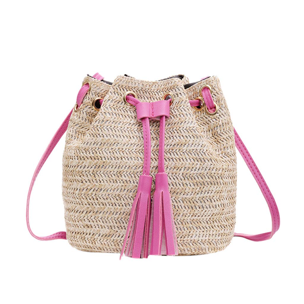 Stylish Women's Straw Bucket Bag with Tassel - Fashionable Shoulder Bag & Messenger Purse for Ladies - Perfect for Beach, Travel, Shopping & Daily Use