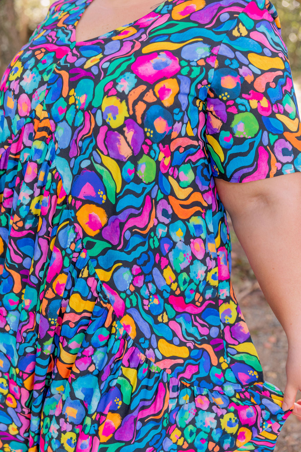 Kasey Rainbow Africa Print Peak Midi Dress - Floral Summer Dress for Women, Perfect for Beach Vacations & Casual Outings