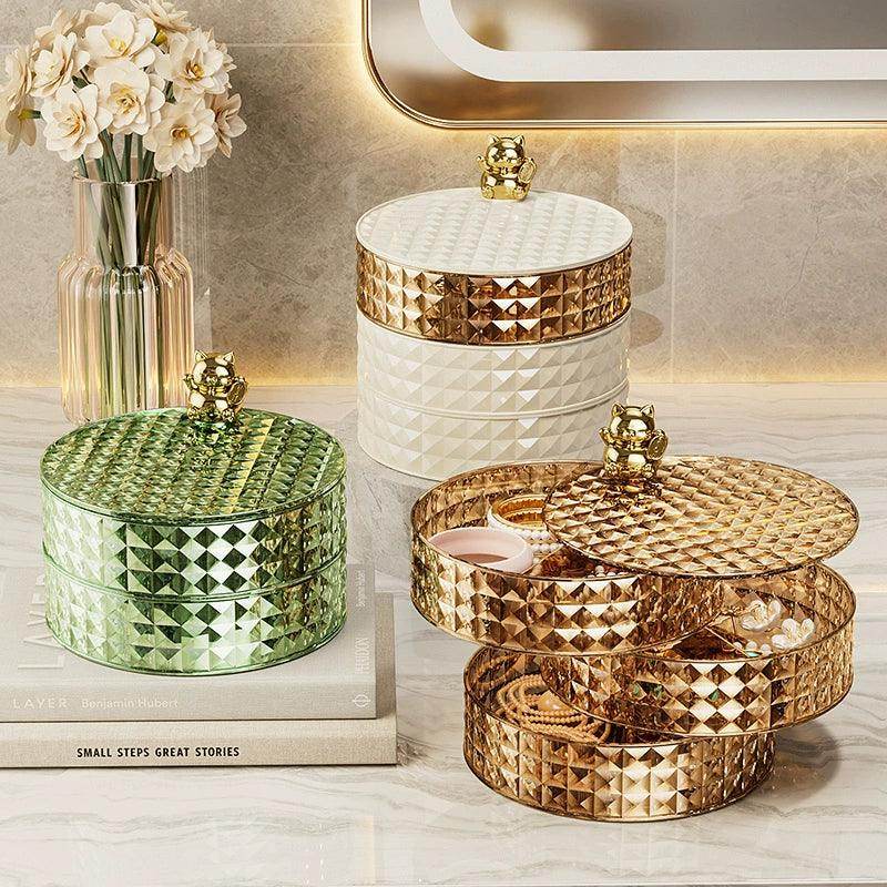 Large Capacity Multi-Layer Rotating Jewelry Organizer Box - Premium Jewelry Storage for Necklaces, Rings & Earrings - Perfect for Bedroom, Closet & Travel Organization