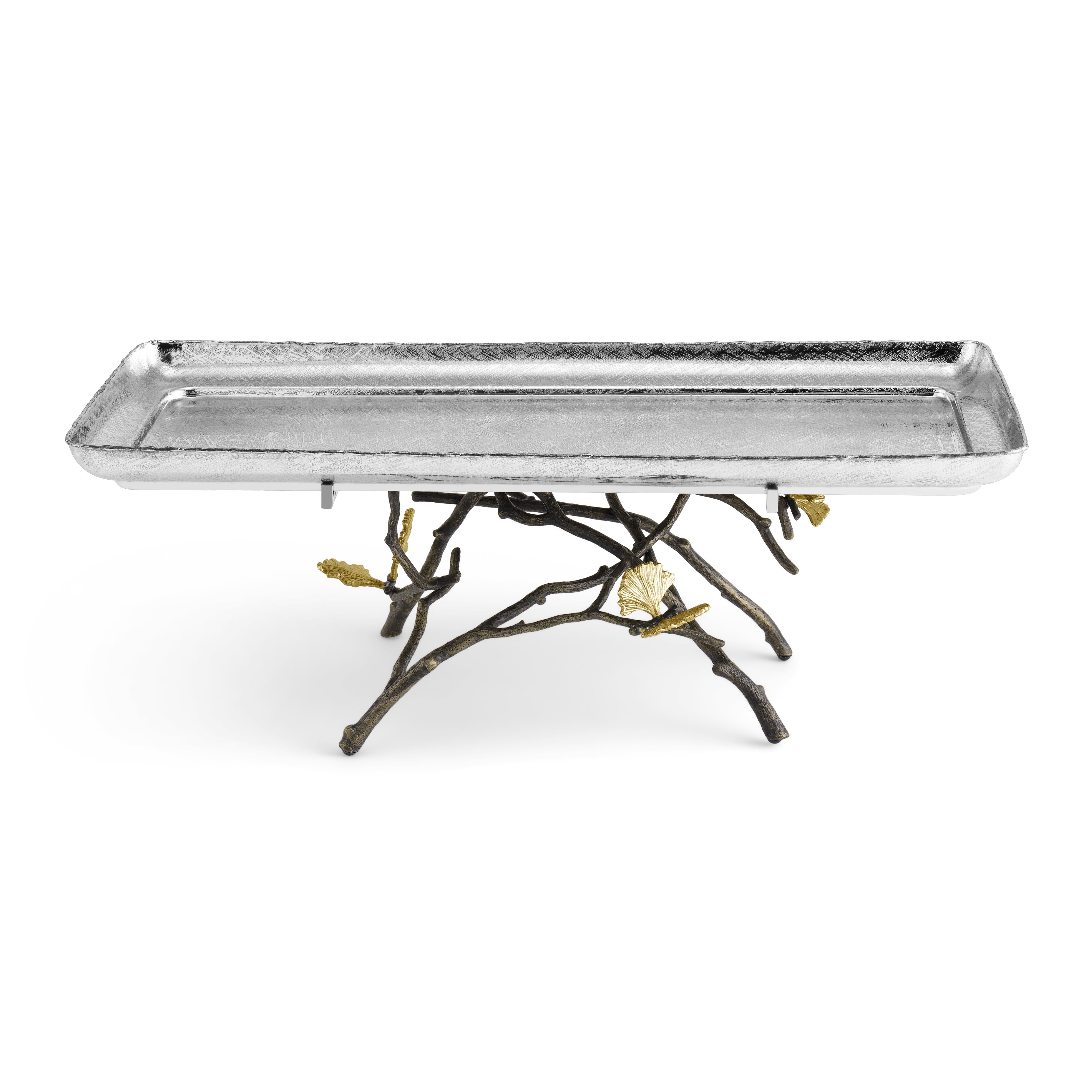 Butterfly Ginkgo Leaf Design Decorative Tray with Feet - Elegant Serving Tray for Tea, Coffee, Jewelry & Home Decor