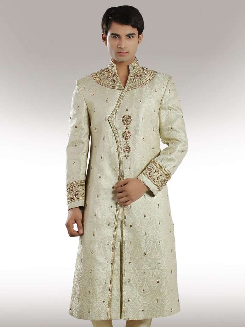 Elegant Designer Cream Sherwani for Men - Traditional Indian Wedding Attire & Special Occasion Outfit
