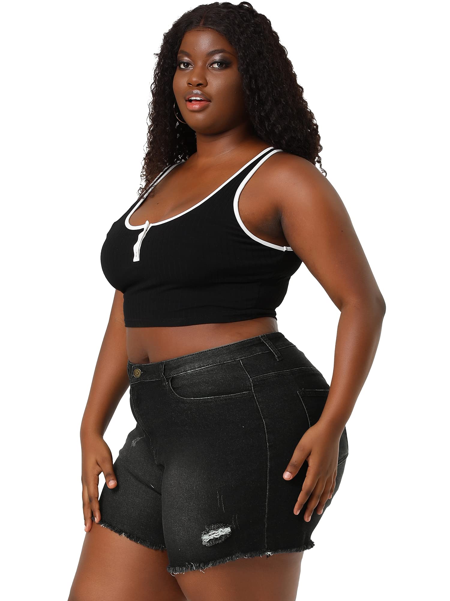 Agnes Orinda Women's High Waisted Ripped Stretchy Denim Shorts - Plus Size Jean Shorts for Summer | Casual Outfit, Beach Wear & Street Style Fashion