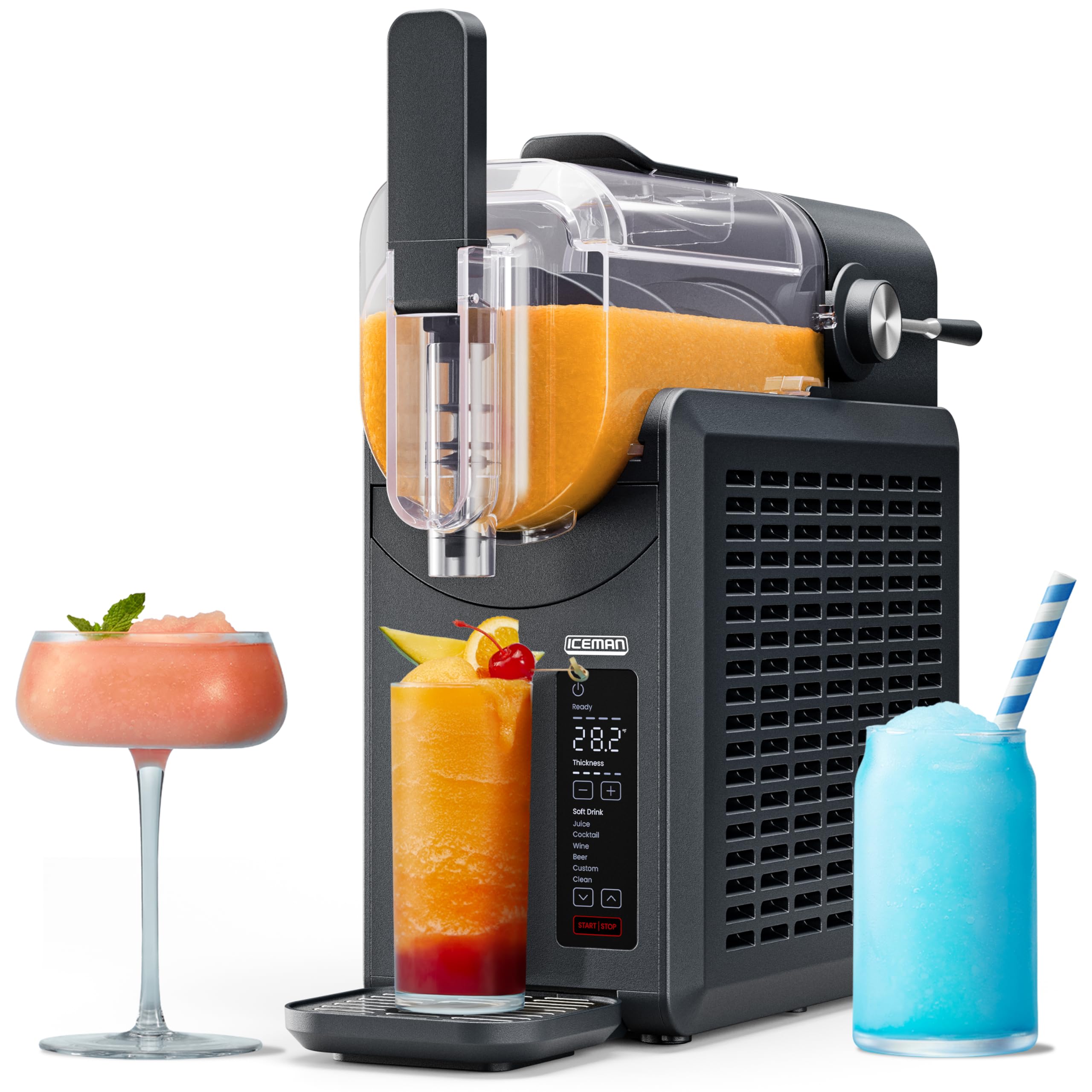 Iceman Slush-Ease 48 oz. Commercial Slushie Machine - Frozen Drink Maker with 5 Presets & Custom Mode for Margaritas, Frappes, Smoothies - Easy-Dispensing Lever & Durable Design - Perfect for Bars, Restaurants, Parties & Home Use