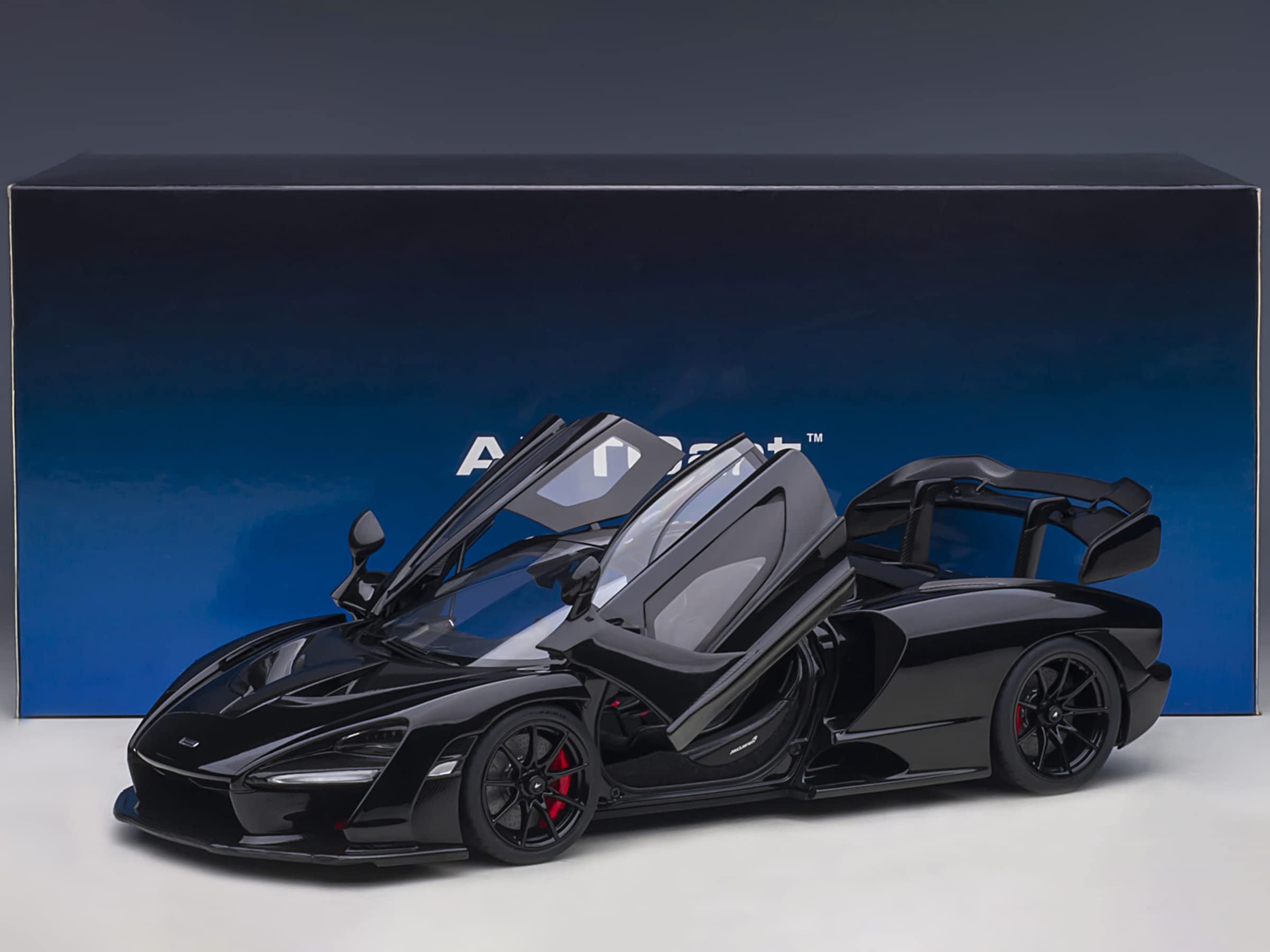 Autoart McLaren Senna Stealth Cosmos Black 1/18 Scale Diecast Model Car with Carbon Accents (76076) - Collectible Sports Car for Display & Racing Enthusiasts