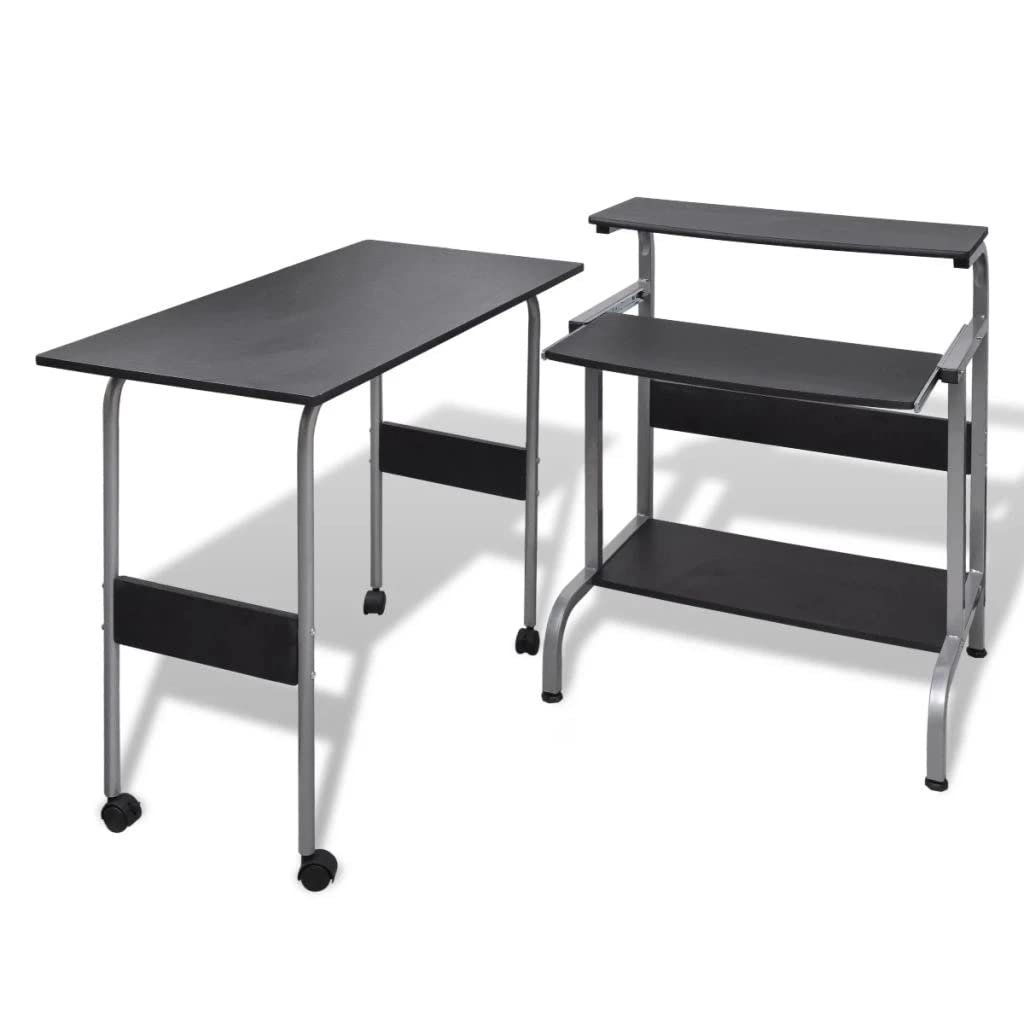 vidaXL Black Computer Desk - Home Office Furniture, Study Workstation for Laptop & PC - Perfect for Remote Work, Online Learning & Small Spaces