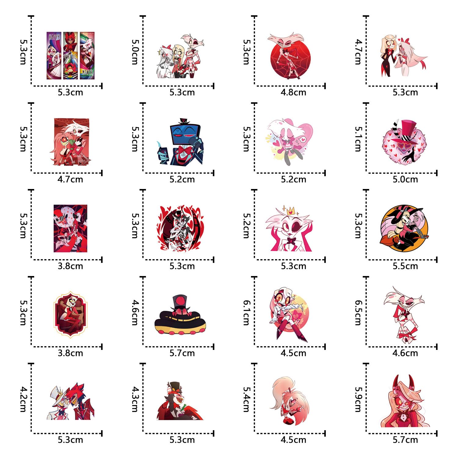 120pcs Hazbin Hotel Stickers - Vinyl Waterproof Cartoon Decals for Laptop, Water Bottle, Skateboard, Luggage - Aesthetic Scrapbook Decor for Adults, Teens & Kids - Perfect for School, Office & Travel