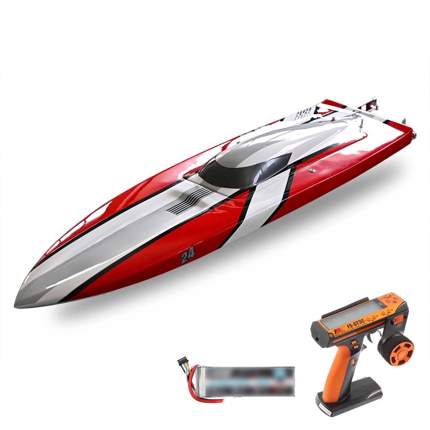 DTRC Kevlar RC Racing Boat 24X - 6S Brushless Motor, Waterproof ESC, Flysky Radio, Water Cooling System - High Speed Remote Control Electric Ship for Ponds, Lakes & Racing Competitions