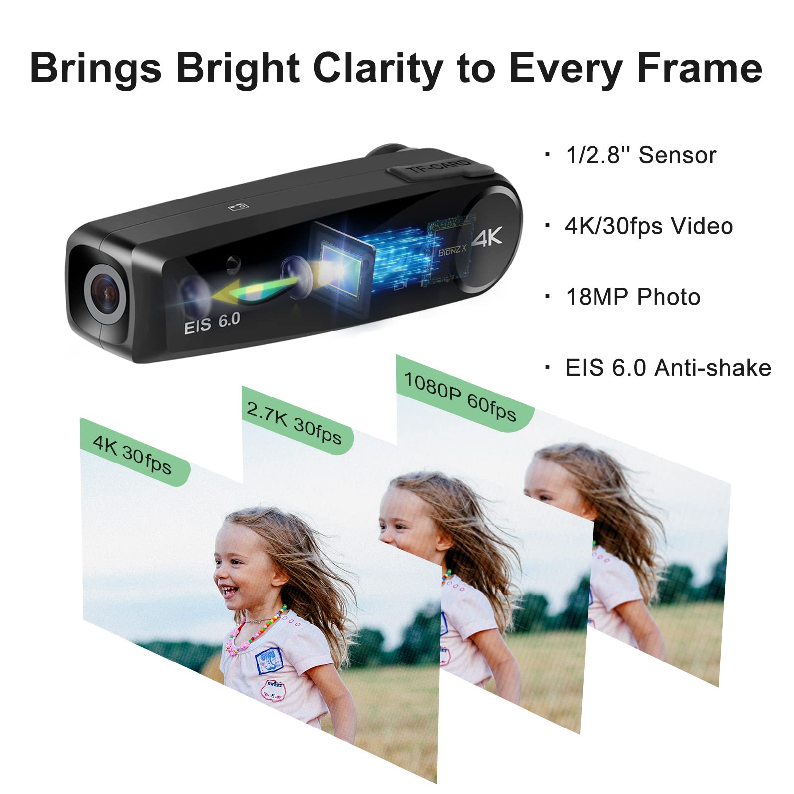 ORDRO EP6 Plus 4K Head Mounted Camera - Wearable Hands-Free Vlogging Camcorder with WiFi APP Control, UHD 1080P 60FPS, EIS 6.0 Anti-Shake & Smart Remote - Perfect for Action Sports, Travel Vlogging, and Outdoor Adventures