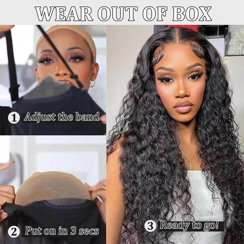 Eullair Deep Wave Glueless Human Hair Wig - 6x4 5x5 HD Lace Closure Wig - Pre Cut, Pre Plucked Hairline - 30s Quick Install - Perfect for Daily Wear, Parties & Special Occasions