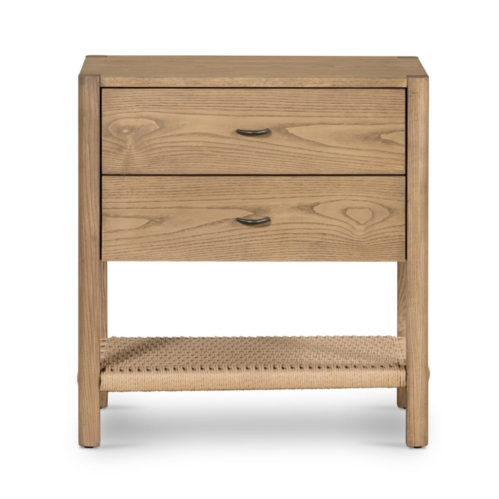 Modern Zuma Nightstand with Dune Ash Veneer - Stylish Bedside Table for Bedroom, Living Room, or Guest Room