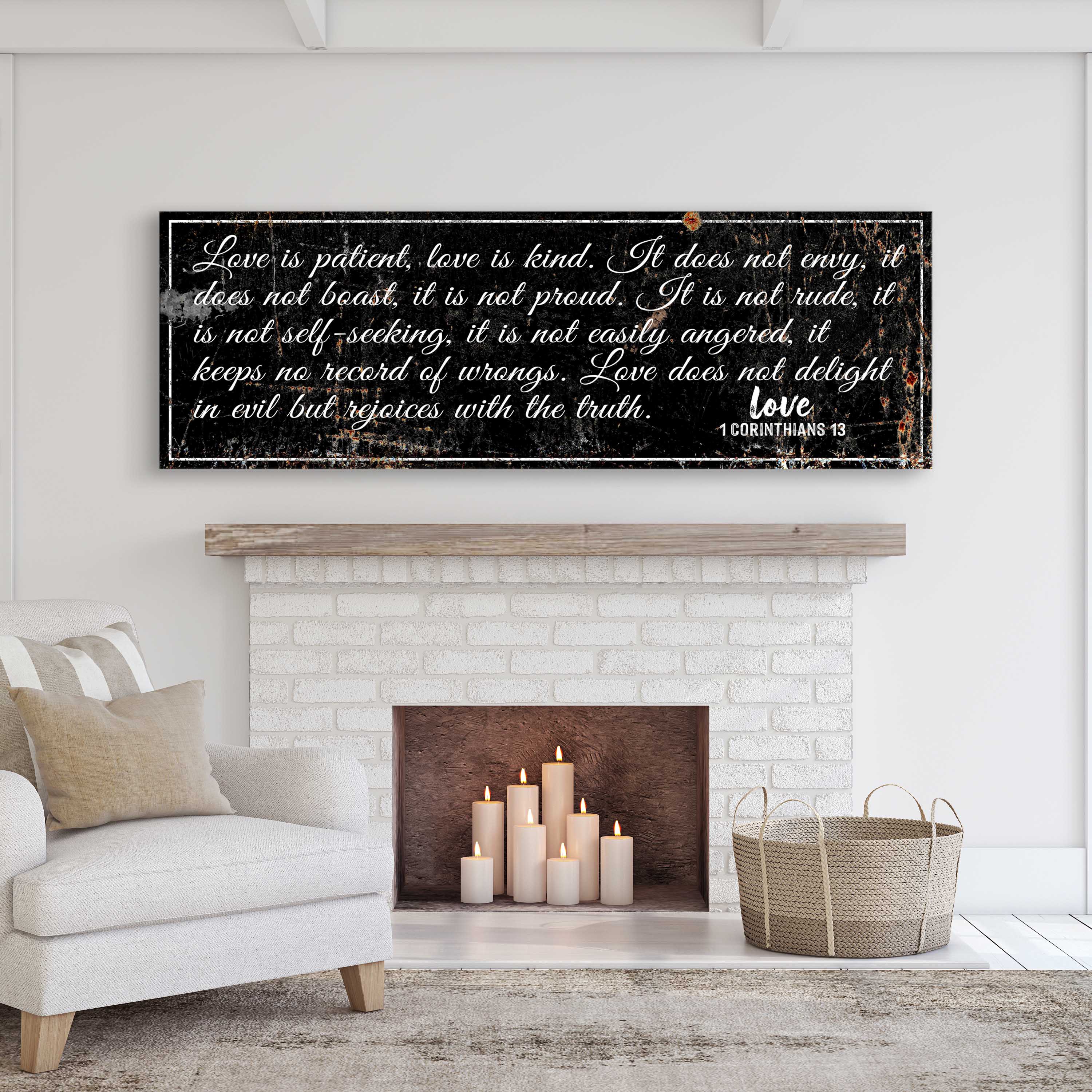 1 Corinthians 13: 'Love Is Patient' - Rustic Christian Wall Art Decor, Inspirational Scripture Sign for Home, Church & Office - Perfect for Living Room, Bedroom & Faith-Based Gifts