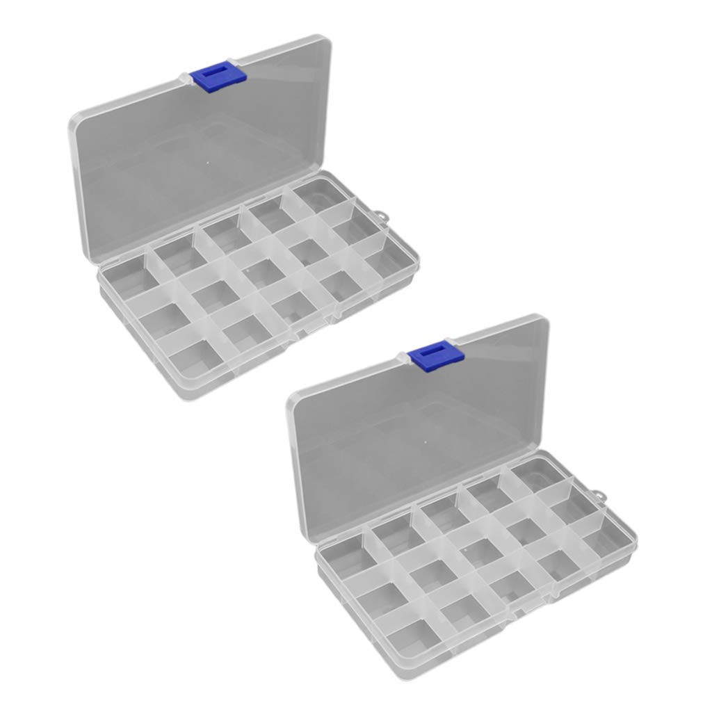 Baosity 2-Pack Durable Plastic Guitar Pick Holder Case - 15 Grid Plectrum Storage Box for Musicians | Perfect for Guitarists, Bassists & Travel Use