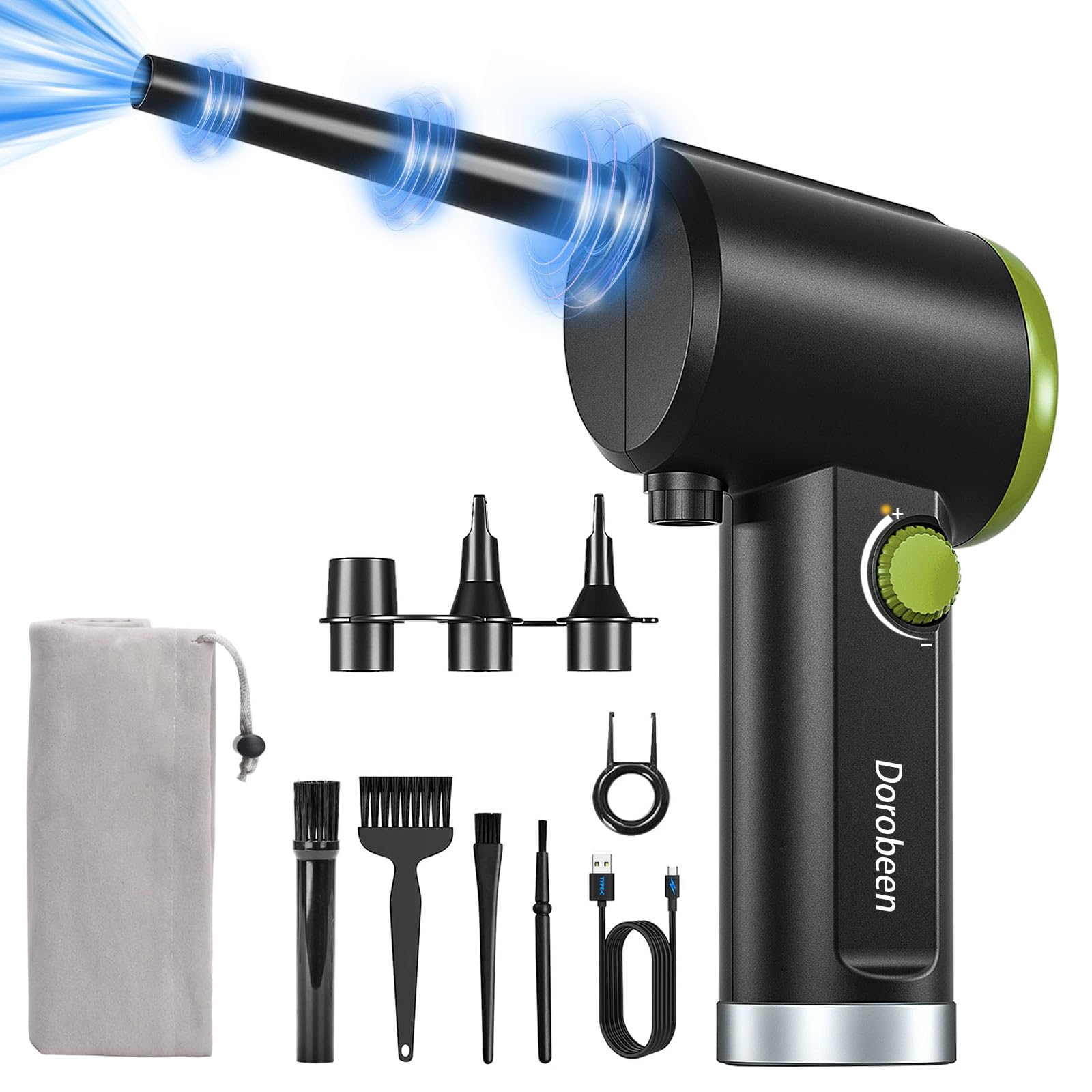 DOROBEEN Cordless Electric Air Duster - 41000RPM High-Speed Compressed Air Blower with Stepless Speed Control, Rechargeable Built-in Battery for Keyboard, PC, Electronics Cleaning | Portable Dust Cleaner for Home & Office Use