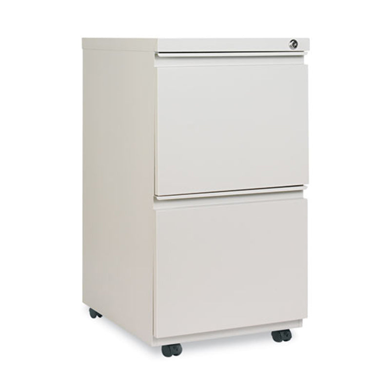 Double File Drawer Metal Mobile Pedestal with Full Width Pulls, 19 1/8