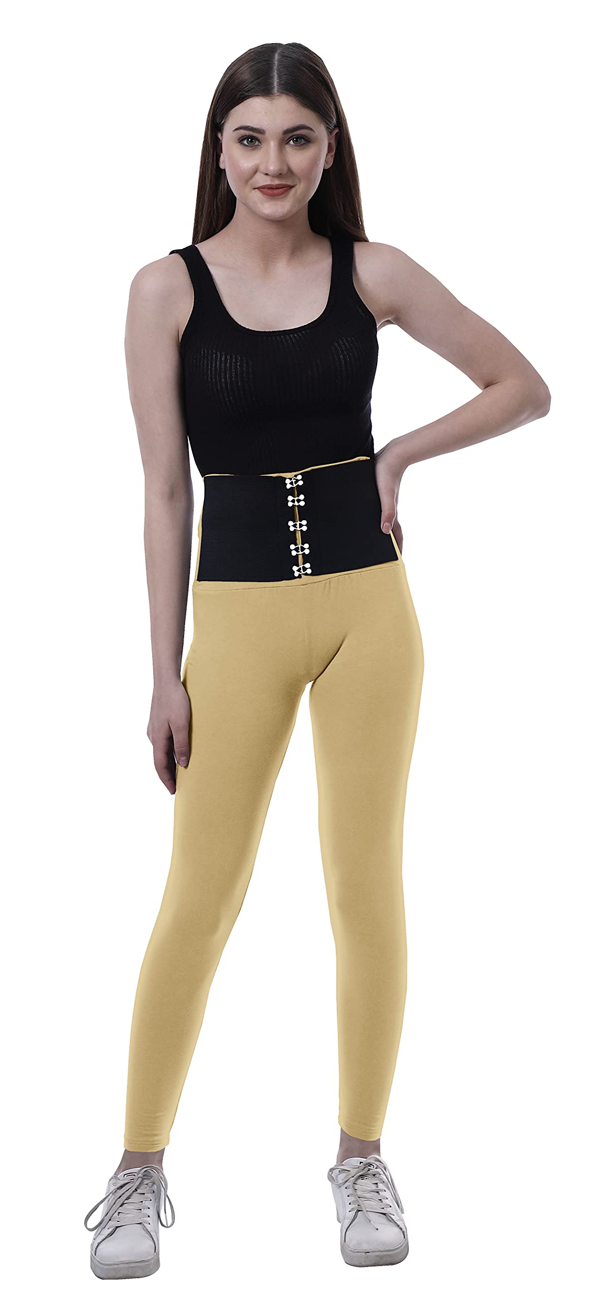 High Waisted Yoga Pants for Women - Corset Style Workout Leggings | Moomaya Trendy Fitness Wear for Yoga, Gym & Running