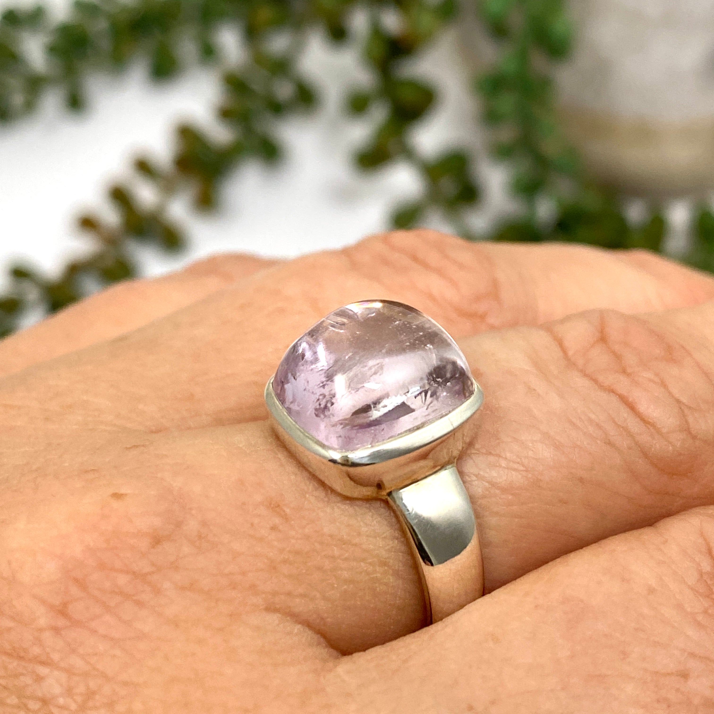 Kunzite Square Ring Size 7.5 PRGJ454 - Elegant Sterling Silver Jewelry for Women, Perfect for Weddings, Anniversaries & Special Occasions