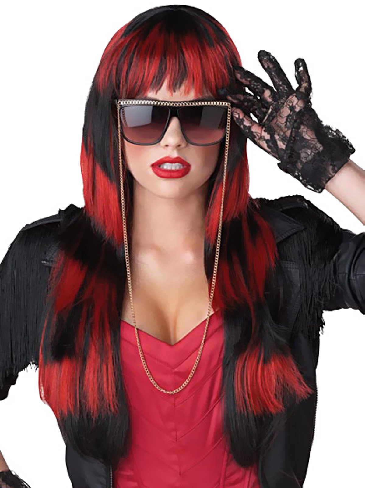 Untamed Wig (Black/Red) - Premium Synthetic Cosplay Hair Accessory for Halloween, Costume Parties & Anime Conventions