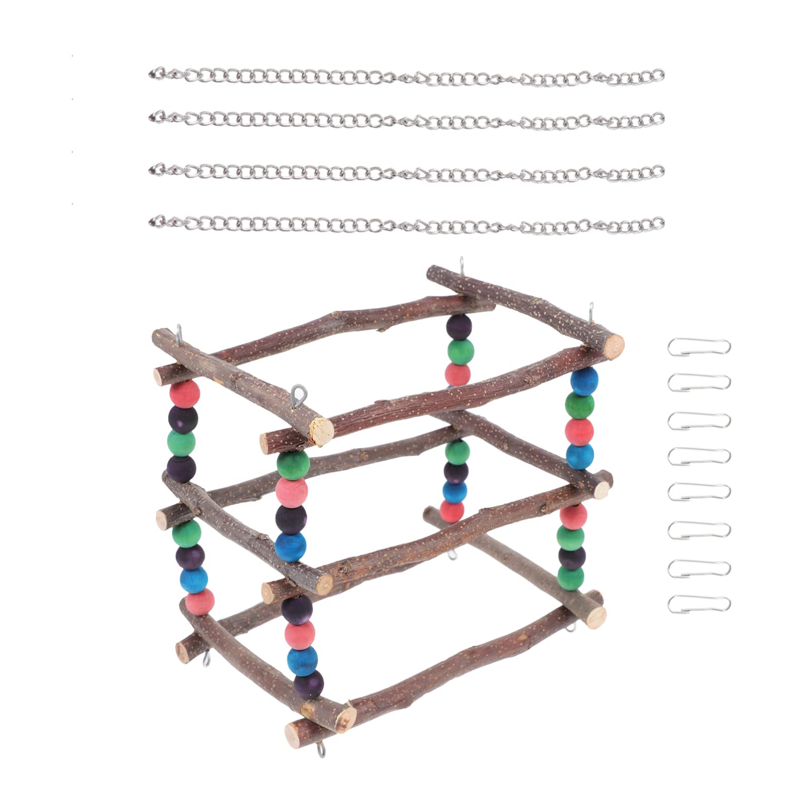 Balacoo Natural Wooden Parrot Swing Toy - Chewable Bird Cage Perch for Parakeets, Cockatiels & Conures - Safe & Fun Educational Pet Toy for Mental Stimulation & Beak Trimming - Perfect for Playtime & Cage Enrichment