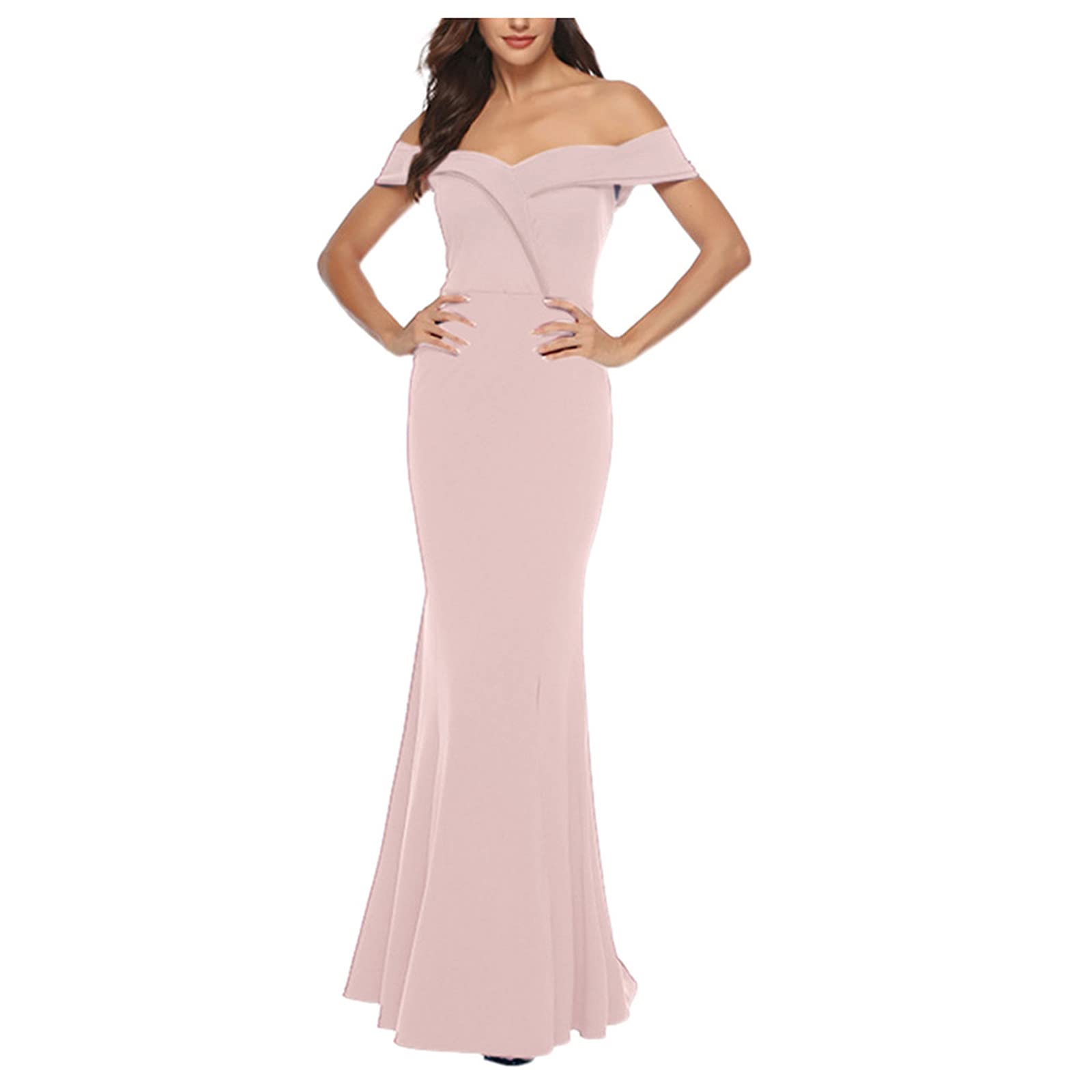 Elegant Off Shoulder Long Formal Party Dress for Women - Slim Evening Gown with High Slit for Wedding, Prom & Special Occasions