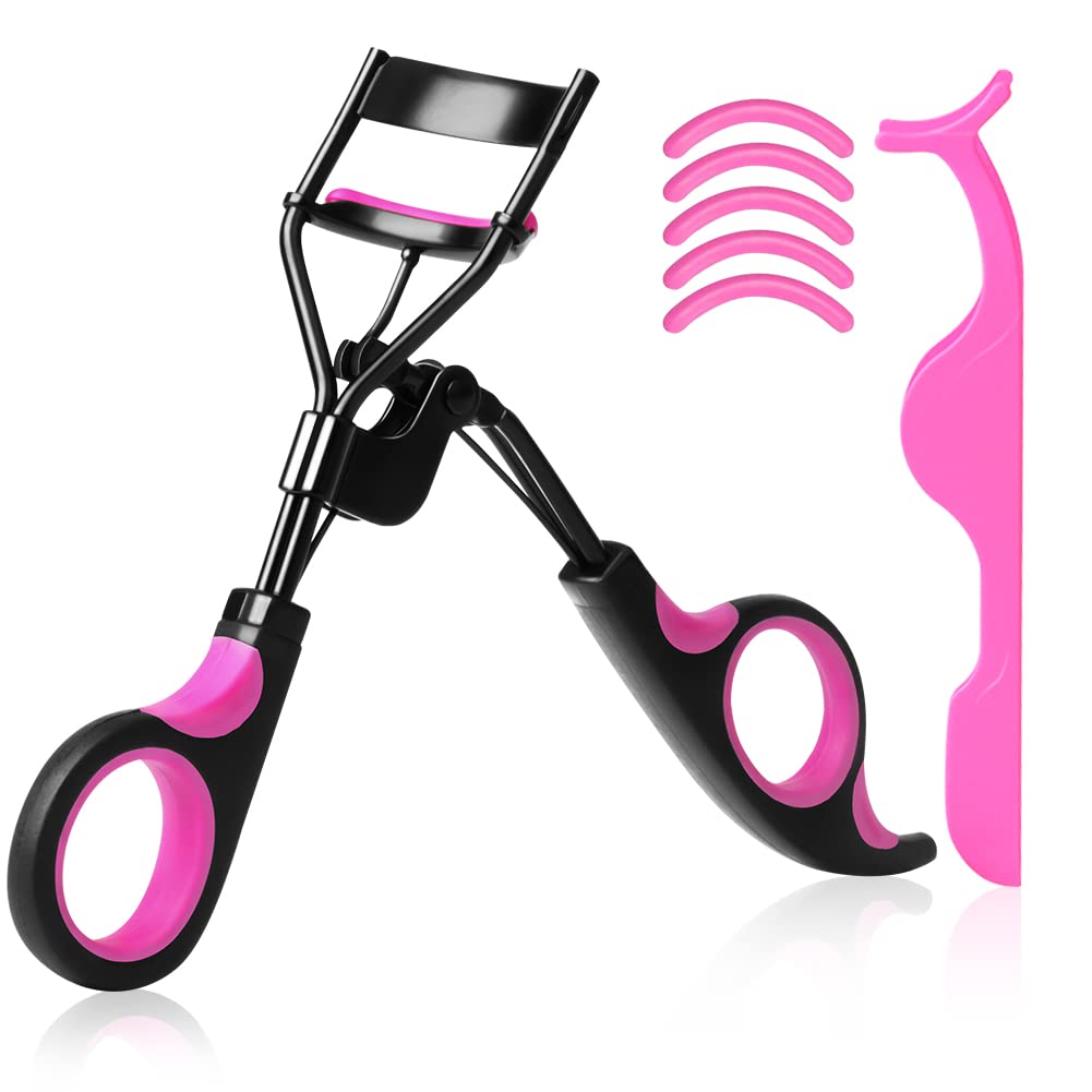 Professional Eyelash Curler with 5 Extra Silicone Pads - Universal Fit for All Eye Shapes | Essential Makeup Tool for Women | Perfect for Daily Use, Special Occasions & Travel